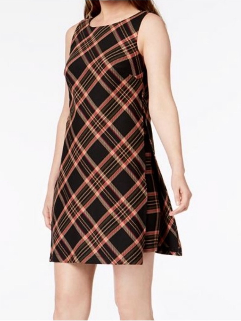 Trina Turk Sleeveless Plaid A-Line Dress
